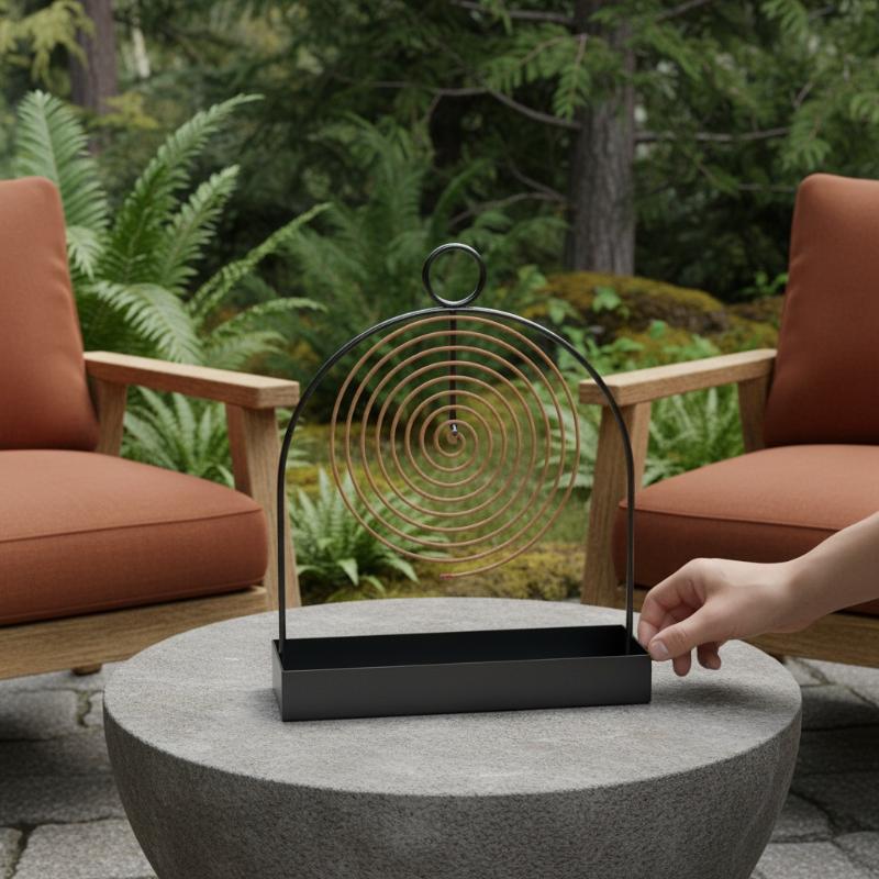Home Decor Iron Mosquito Coil Holder with Tray Creative Nordic Spiral Design For Summer Indoor Outdoor Use
