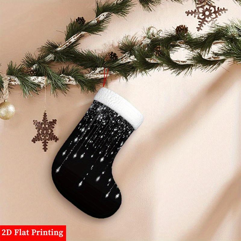 Christmas decoration fireplace hanging stockingFlat 2D Printed Christmas Decorative Stockings Featuring Sparkl