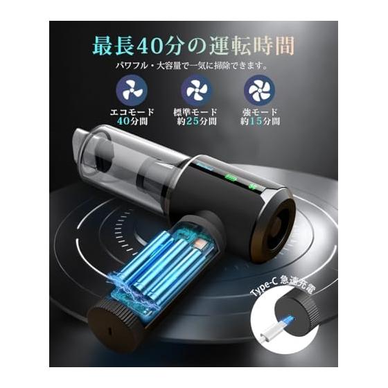 BeeTool Handy Cleaner Multifunctional [Equipped with 3 suction modes and display] 50000Pa Amazing suction power Car vacuum cleaner Cordless