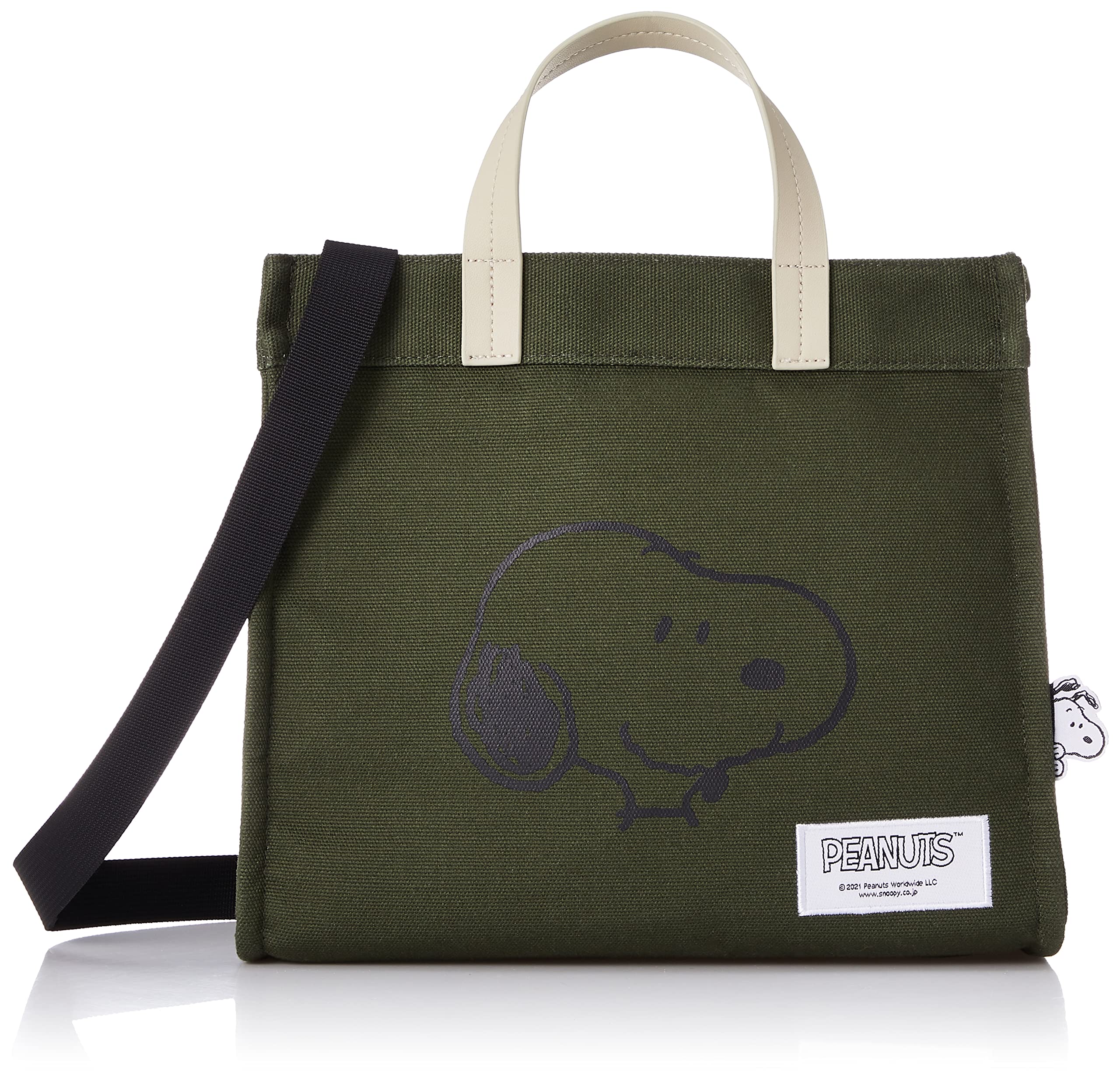 

tote bag with wide Snoopy Face Khaki [Hapitas] 2-way gusset, Snoopy, PEANUTS, women s, PN113,