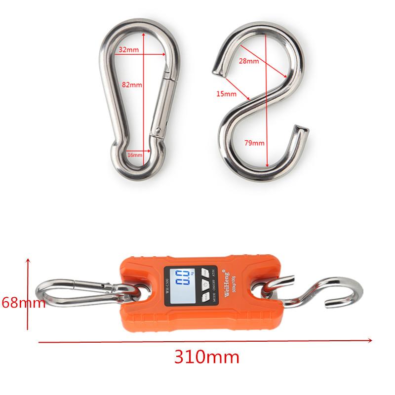 Kranwaage 200kg/100g 300kg/50g 500kg/100 LCD Gepäckwaage Schwerlast Hängewaage Tragbar Edelstahl