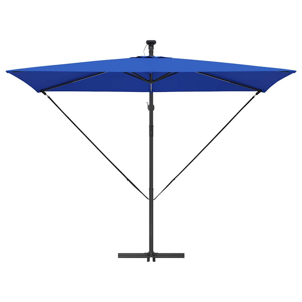 Azur Blue Sun Umbrella with LED Light Strips 294 X 200 X 270 Cm