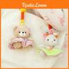 Striped Rabbit Dress Bear Plush Keychain Cartoon Stuffed Animal Gift Keyring