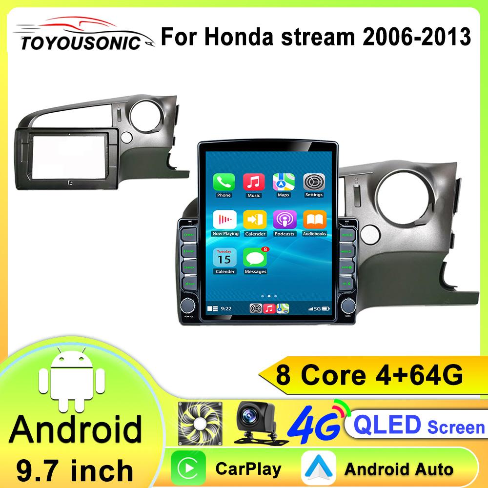 Android 13 Car Radio For Honda Stream 2 2006 - 2013 Multimedia Video Player 4G GPS Carplay Autoradio Stereo 9.7 INCH 2Din No DVD