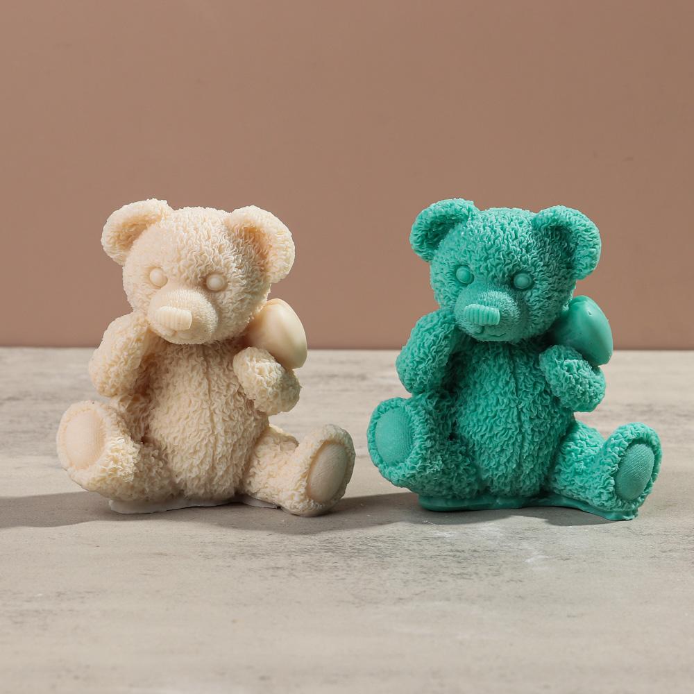 DIY New Cartoon Bear Candle Silicone Mold Bear Dad Bear Mom Aromatherapy Gypsum Pendant Cake Baking Tool Birthday Party Gift