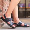2025 sandals men's leather summer men's youth blue breathable cool slippers Korean version of trendy summer beach shoes