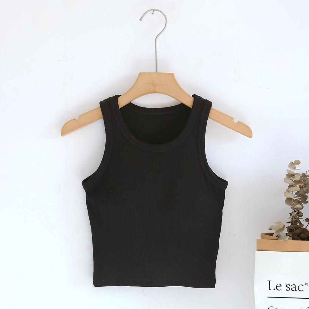 Women's Slimming Tank Top with Bra Pads, Cropped Waist Length