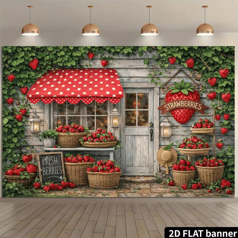 2D Fresh Berry Market Backdrop Baby Shower Photography Background