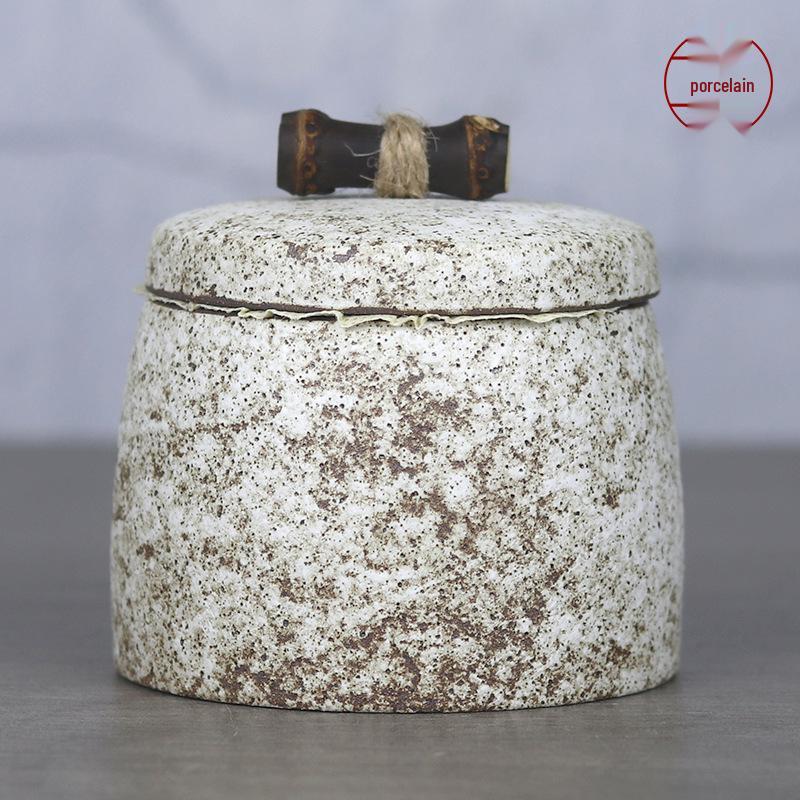 Vintage Mini Ceramic Tea Storage Jar - Portable Sealed Container