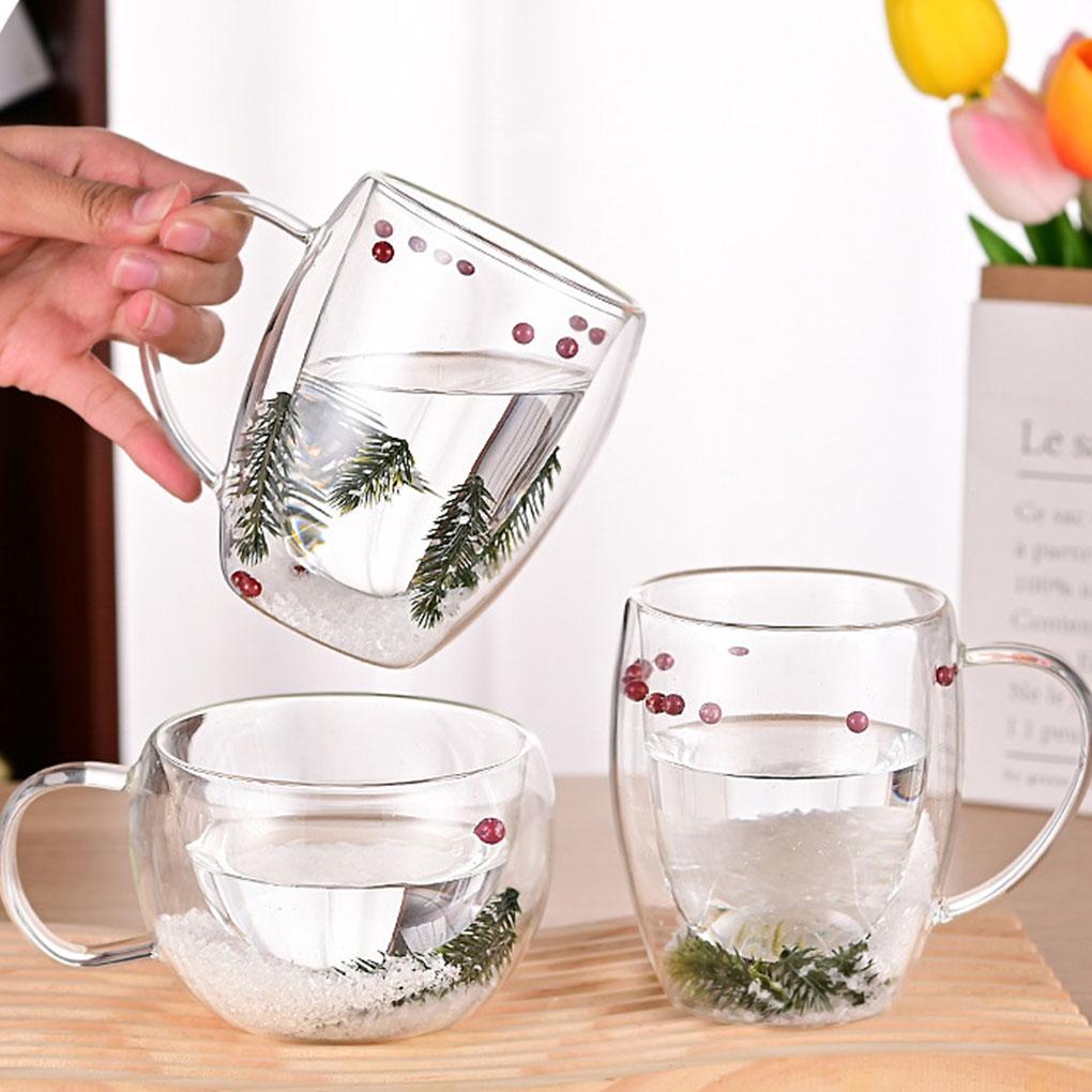 Ergonomic Handle Double Wall Glass Cup With Thickened Bottom For Stability And Safety Coffen Cup