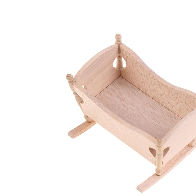 1:12 Puppenhaus Miniatur Holz Baby Wiege Bett Rollenspiel Möbel Dekoration