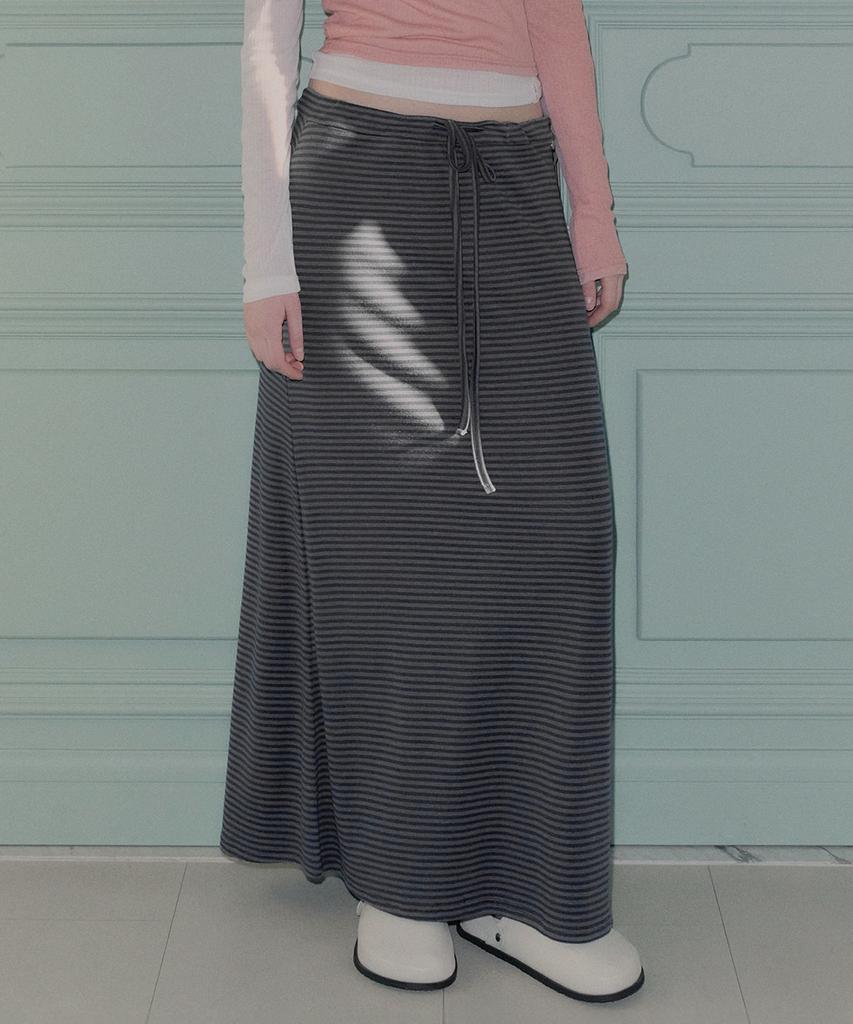 Teuwi Cloney Striped Maxi Long Skirt