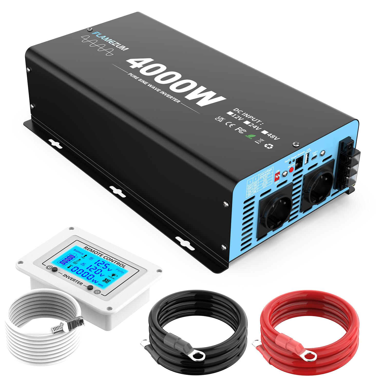 

4000 Вт непрерывная мощность инвертора чистой синусоиды пиковая мощность 8000 Вт DC 12 В в AC 230 В 50 Гц EU розетка LCD автомобильный преобразователь трансформатор