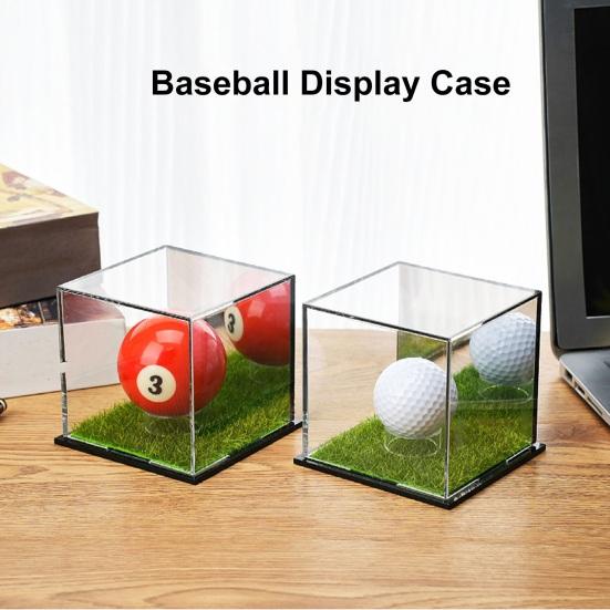 Vetrina per Baseball con Protezione UV Supporto per Baseball Quadrato Porta Palla Acrilico Trasparente Portaoggetti da Esposizione
