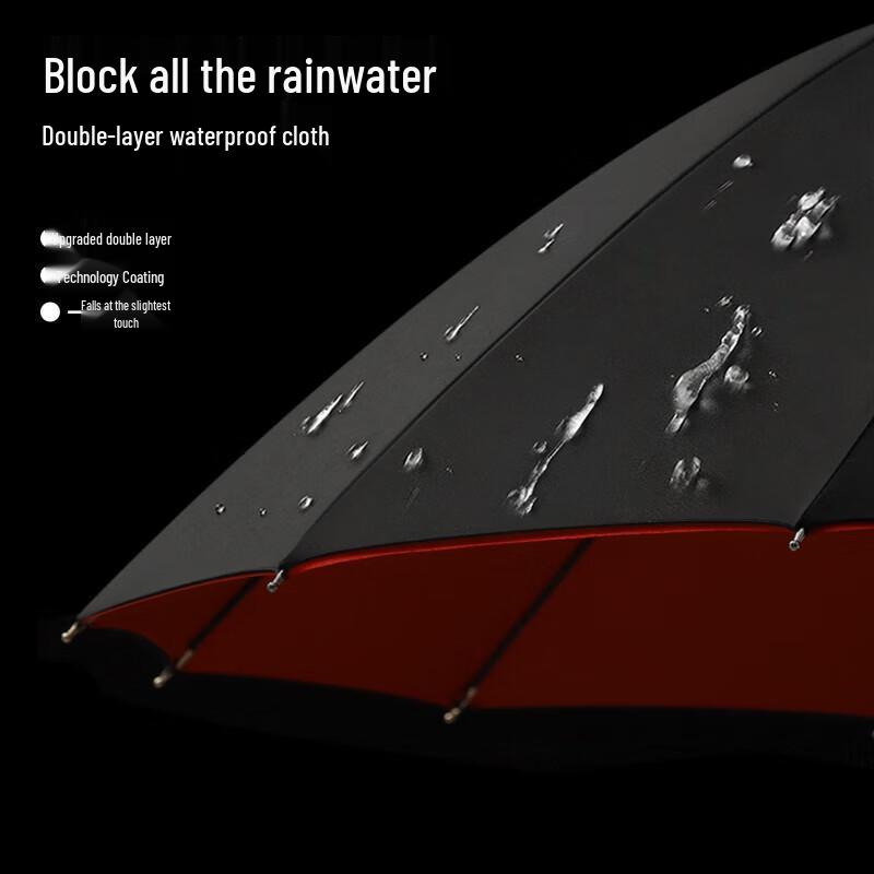 Vyriškas itin didelis 16 skėčių lietsargis, dvigubo sluoksnio, tiesus, verslo