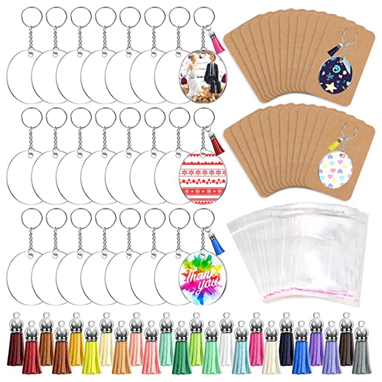 

Acrylic Keychain Blanks Vinyl Clear Keychain Kit with Tassels Jump Rings for DIY Keychains Jewelry Crafting Making Tool 1