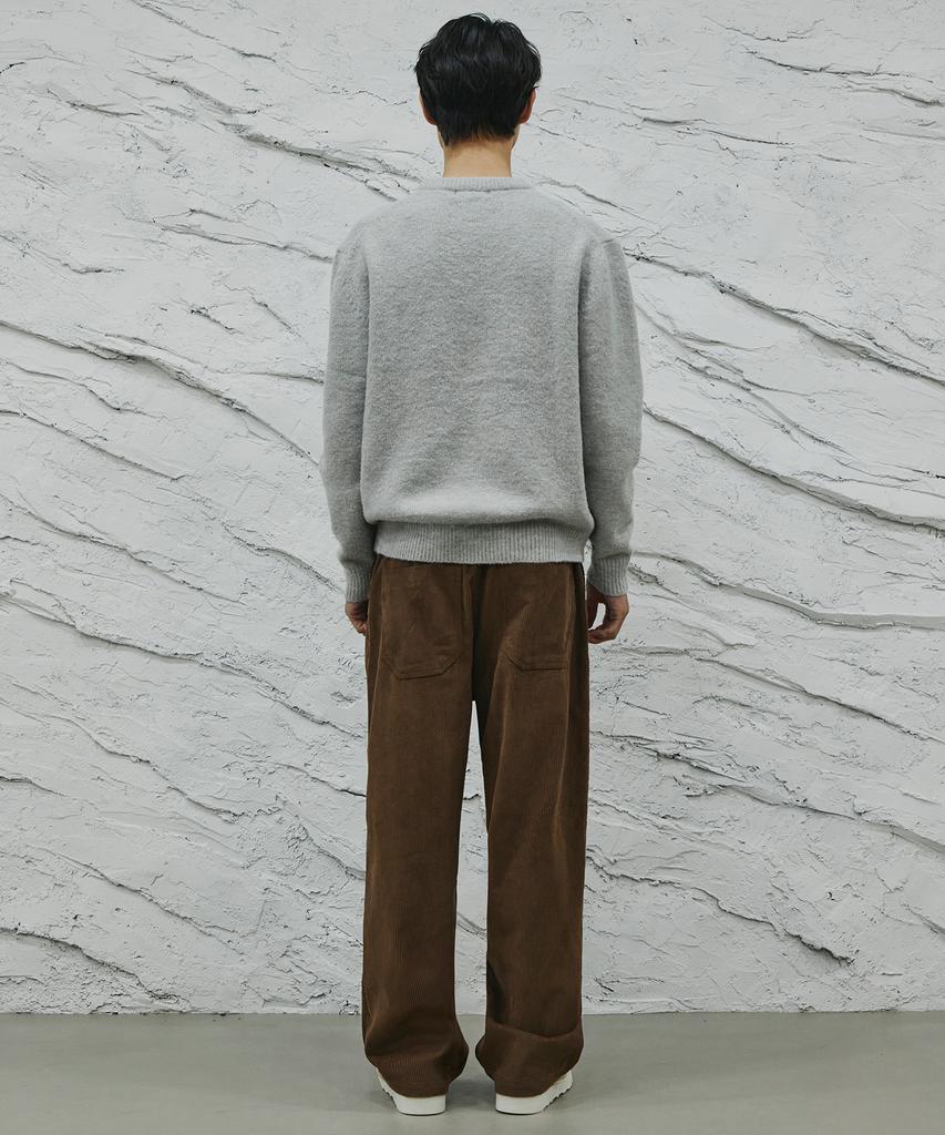 SIGNATURE Single-Pleat Corduroy Wide Pants [Brown]