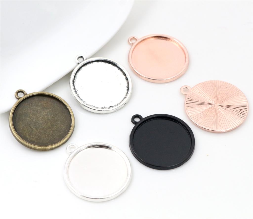 10pcs 20mm Inner Size Classic 5 Colors Plated One Sided Single Hanging Simple Style Cabochon Base Setting Charms Pendant
