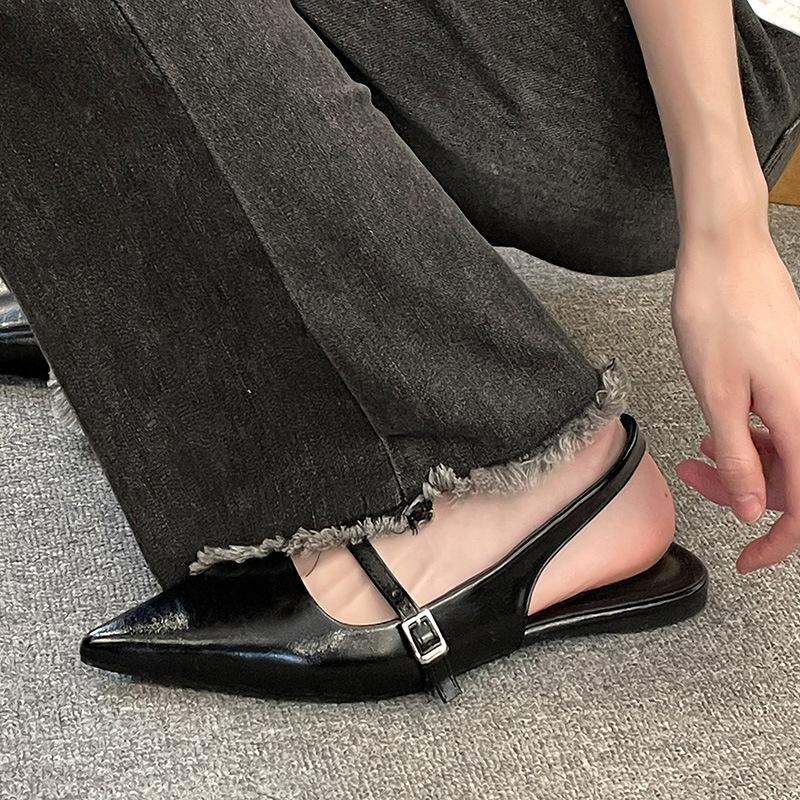 

Baotou sandals shoes spring and summer 2025 new versatile temperament not tired flat single shoes niche pointed feet fairy 39 чорний