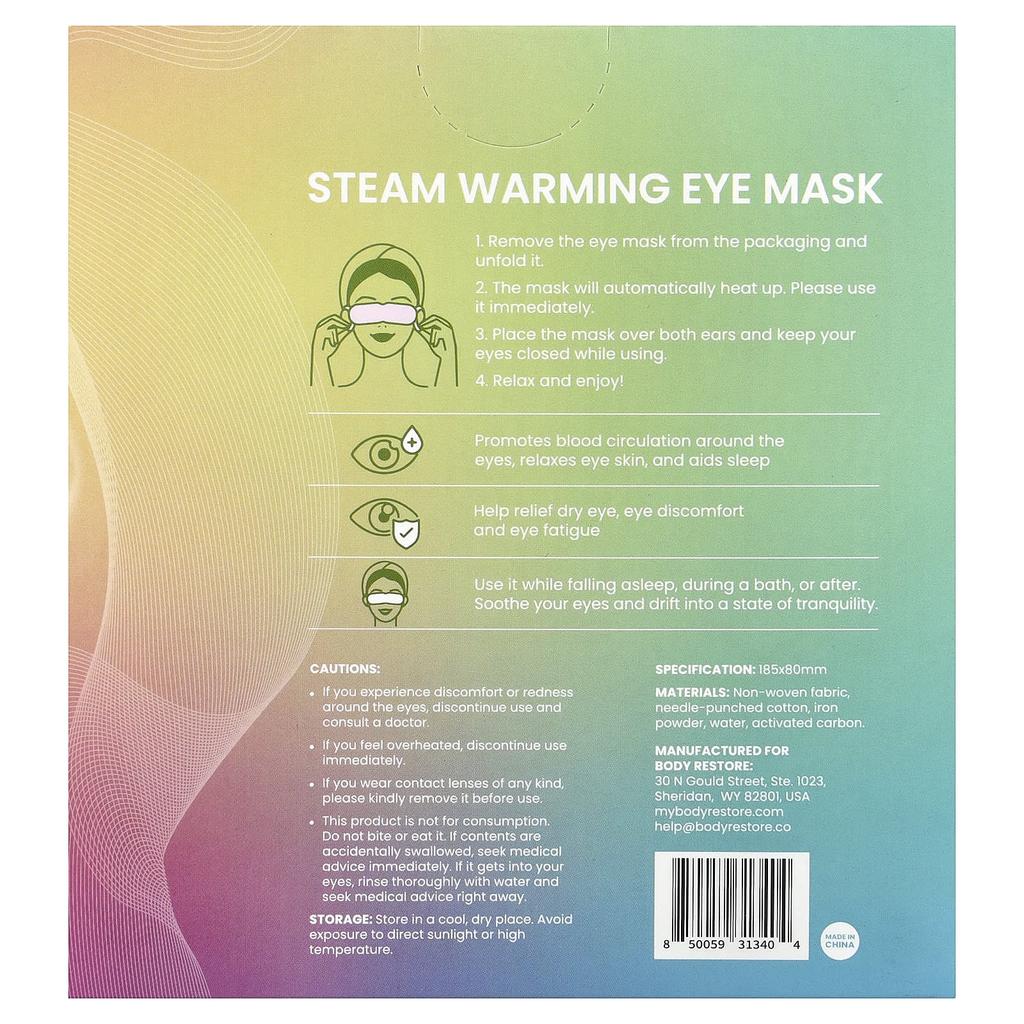 Body Restore Steam Eye Mask, Variety Pack, 5 Pack