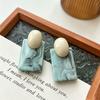 Hong Kong Retro Color Block Resin Stud Earrings - Niche High-End Fashion for Women