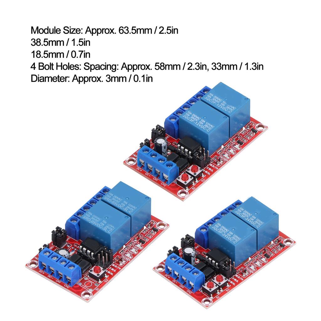 Relay Module 2 Channel Button Self Locking Interlock High Low Level Trigger with Switch Light 24V 12V 5V Relay Module