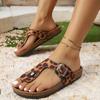 European and American New Chain Summer Beach Camouflage Leopard Print Foot Decoration Women's Sandals Rhinestones