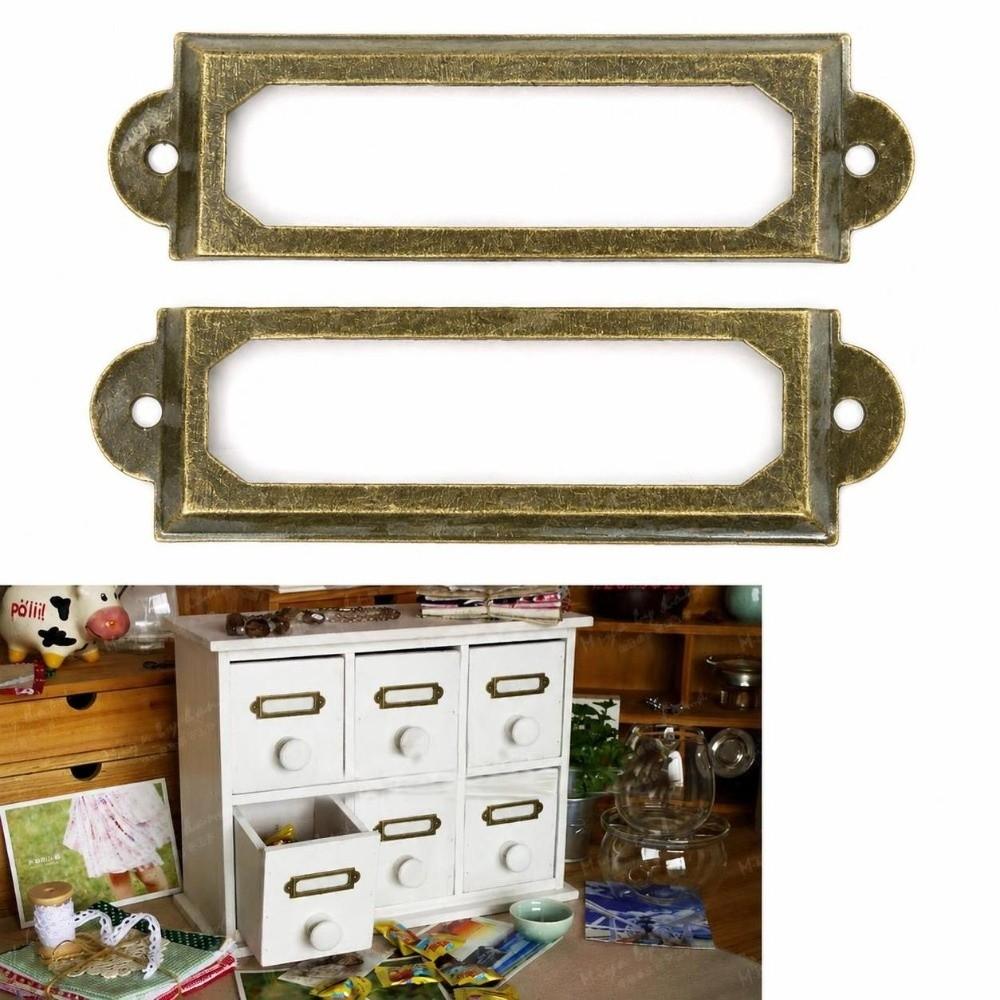 20 Pcs Rectangular Shape Drawer Label Holder Metal Shelf Tag Bracket DIY Furniture Refit