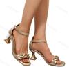 Fashion 2025 Summer Women Coarse Heel Fashion Sandals Buckle Strap Design Casual High Heeled Rhinestone Open Toes Comfortable Cool Pumps