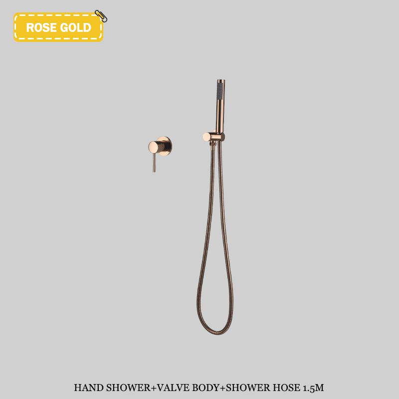 Luksusowy zestaw prysznicowy ścienny w kolorze szczotkowanego złota, ukryty system prysznicowy, mosiężna bateria mieszająca wodę ciepłą i zimną, deszczownica łazienkowa