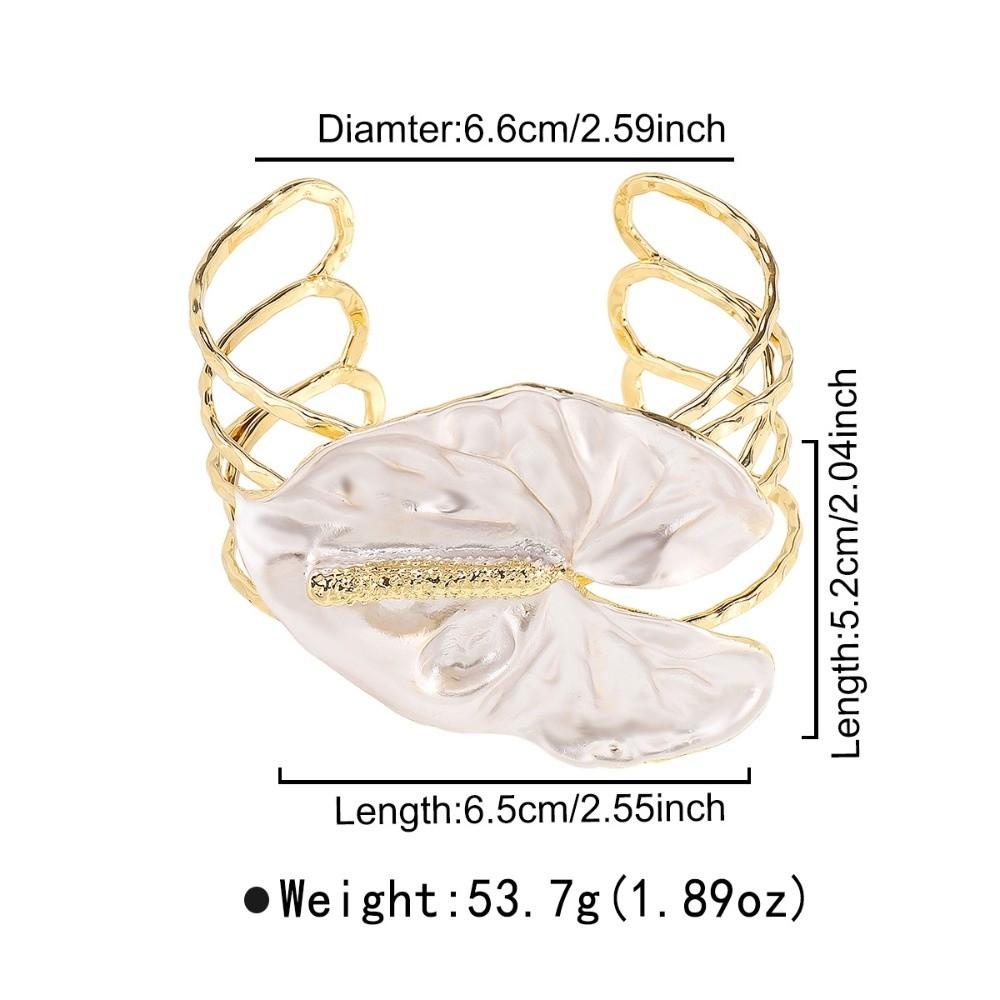 Gold Iris Flower Armband Leaf Arm Bangle Jewelry 3D Flower Metal Bracelet Party Style 1