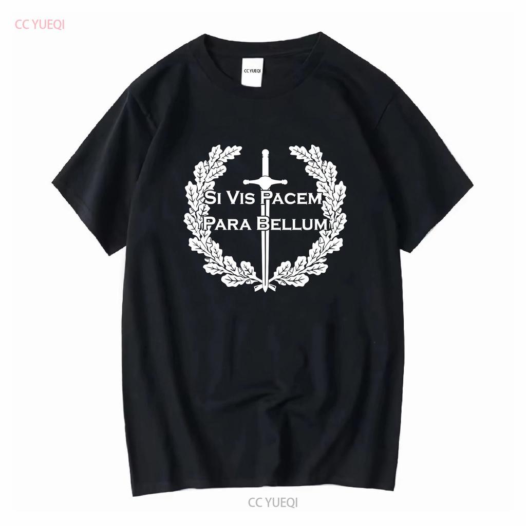 Si Vis Pacem Para Bellum Proverb Sword Oak Leaf Wreath If T Shirt 38365 Long or Short Sleeves Vintage Washed Graphic Stylish