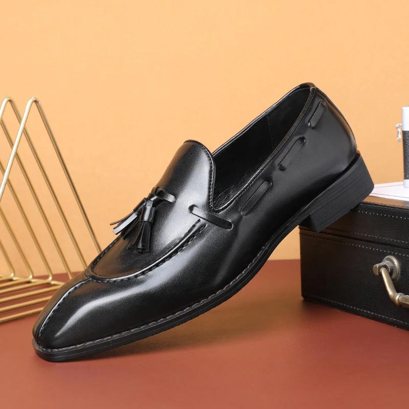 Italian Man Casual Leather Business Shoe Comfy Flat Designer Office Walking Shoes New Luxury Leather Derby Shoes Loafers