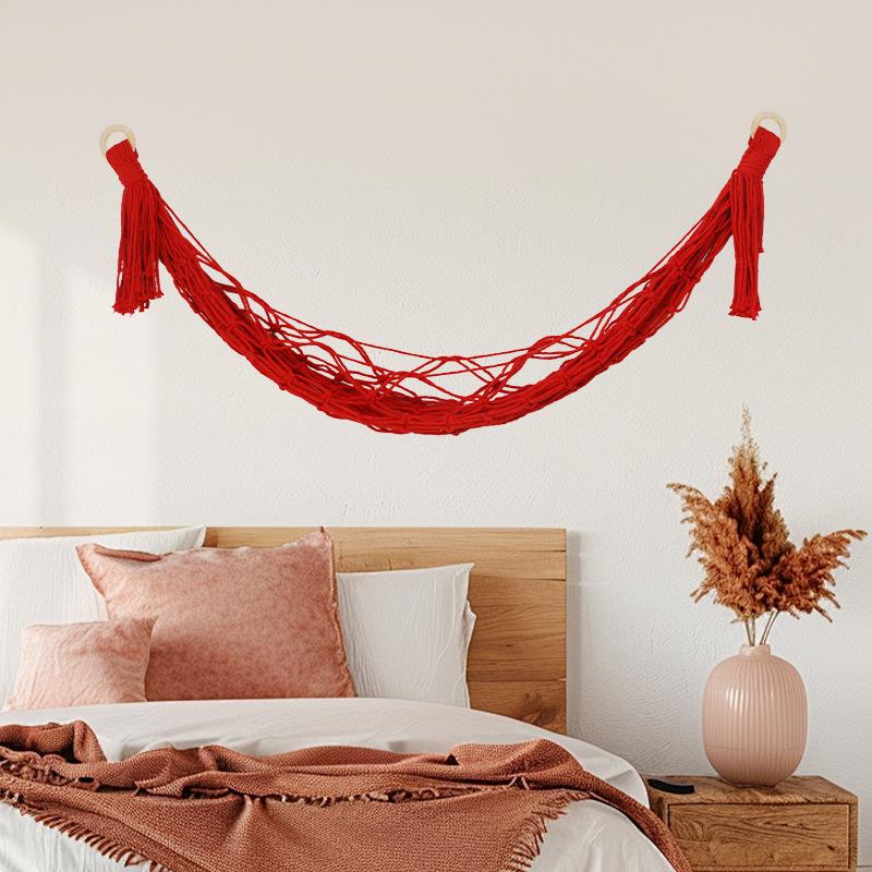 Nordic Lace Wall-Mounted Cotton Rope Toy Storage Hammock