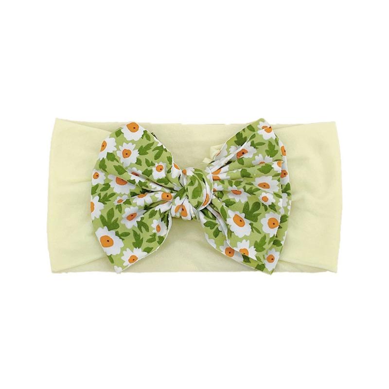 baby new children's hair accessories cute baby floral seamless wide headscarf nylon bow baby headband