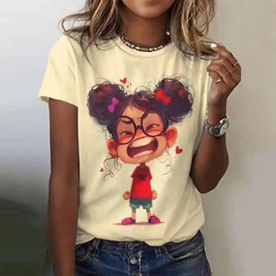 2024 Girl Graphic Print Women's T Shirt Crop Top Plus Size Tee Summer Women's Trend Clothing Female Short Sleeve Shirt Original