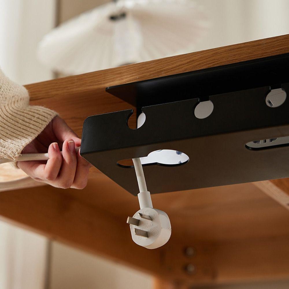 Durable Fixed Cable Organizer No Punching Save Space Under Desk Cable Management Tray Socket Strip Holder For Office and Home