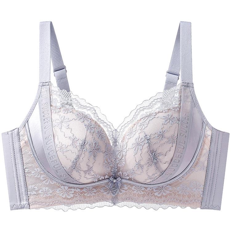 Palm cup, steamed bread cup, thickened lace, large flat chest, no steel ring, pull-up anti-sagging bra.
