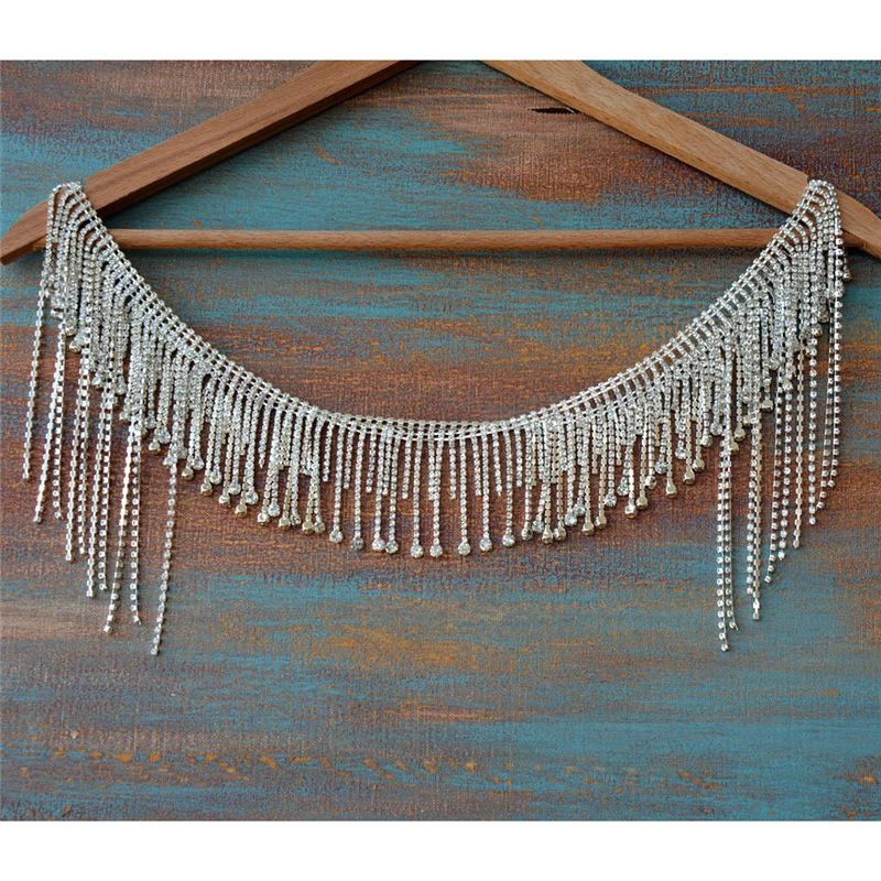 

Temperament Bridal Shoulder Chain Wedding Crystal Tassel Back Chain Model Catwalk Suit Princess Accessories Body Chain