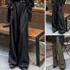 Men Pants Wide Leg Floor Length Solid Color Deep Crotch Loose Retro