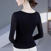 2025 Women's Fashion V-Neck Mesh Long-Sleeve Top - Waist-Cinching, Belly-Covering
