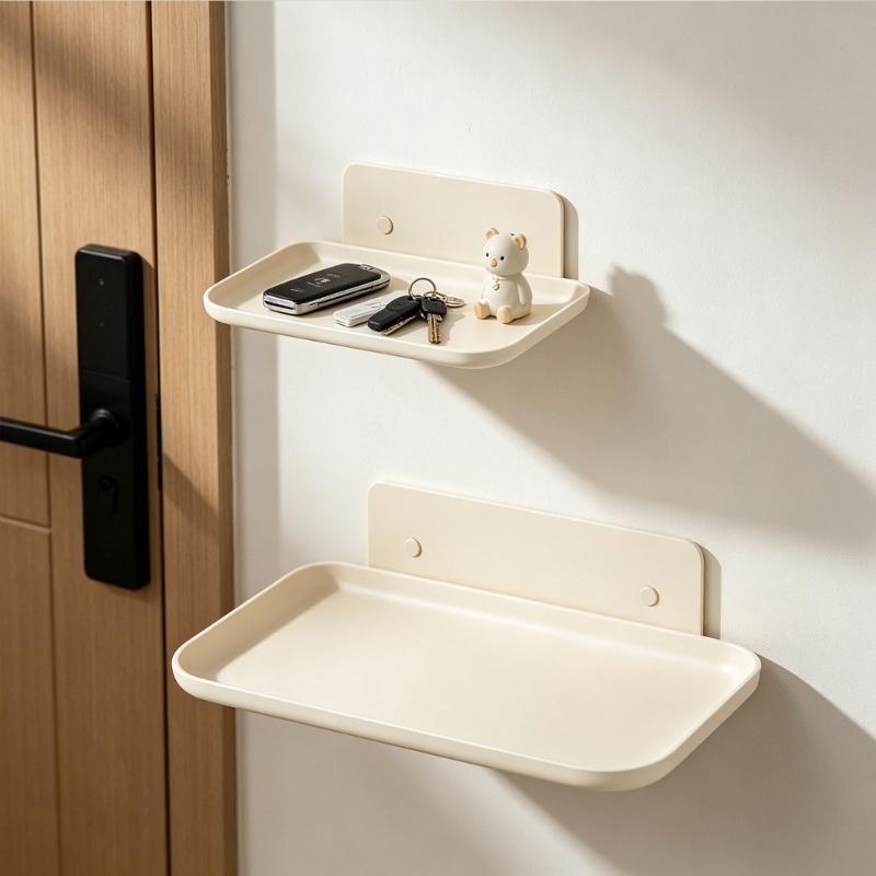 Multipurpose Folding Wall Shelf Water Resistant Plastic Storage Rack For Kitchen Bathroom And Bedroom