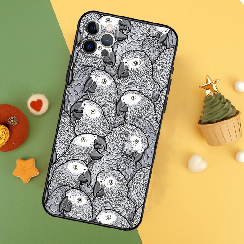 African Grey Parrot Phone Case For iPhone 17 16 14 13 12 11 15 Pro Max 12 13 Mini 16E 17 Air Shockproof Cover