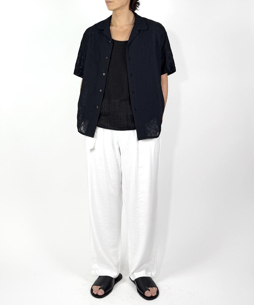 A MADE Ivy Embroidered Semi-See-Through Shirt (Black)