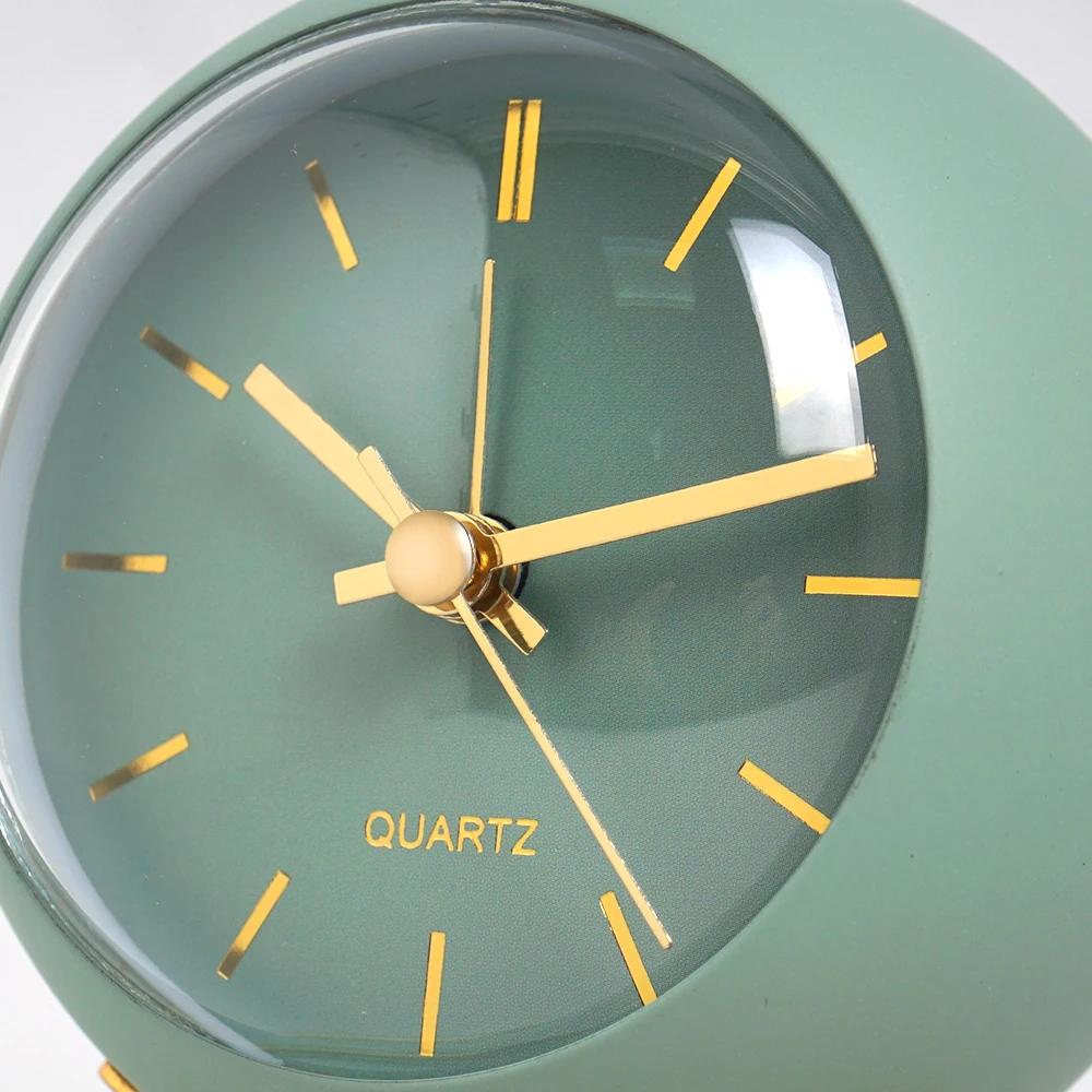 Metal Alarm Clock Silent Non Ticking Movement with Glow In the Dark Simple Style for Kids Students Bedroom Living Room Battery Operated Analog Clock