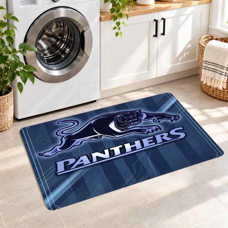 Flannel Kitchen Mat Penrith Panthers Soft Area Rug Non Slip Floor Carpet Home Decoration