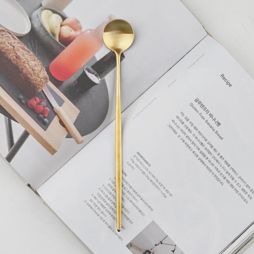 Avella Matte Stainless Steel Long Teaspoon Gold