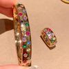 Classical Gloss Wide Inlaid Colorful Sparkling Diamonds Bracelets for Women High Grade Vintage Bracelet Banquet  Gift