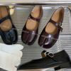 IPPEUM Tabi Shoes Mary Janes 2025 New Fall  Split Toe Flats Burgundy Brown Buckle Plus Size 36-44 Black Pu Leather Tabis Loafers