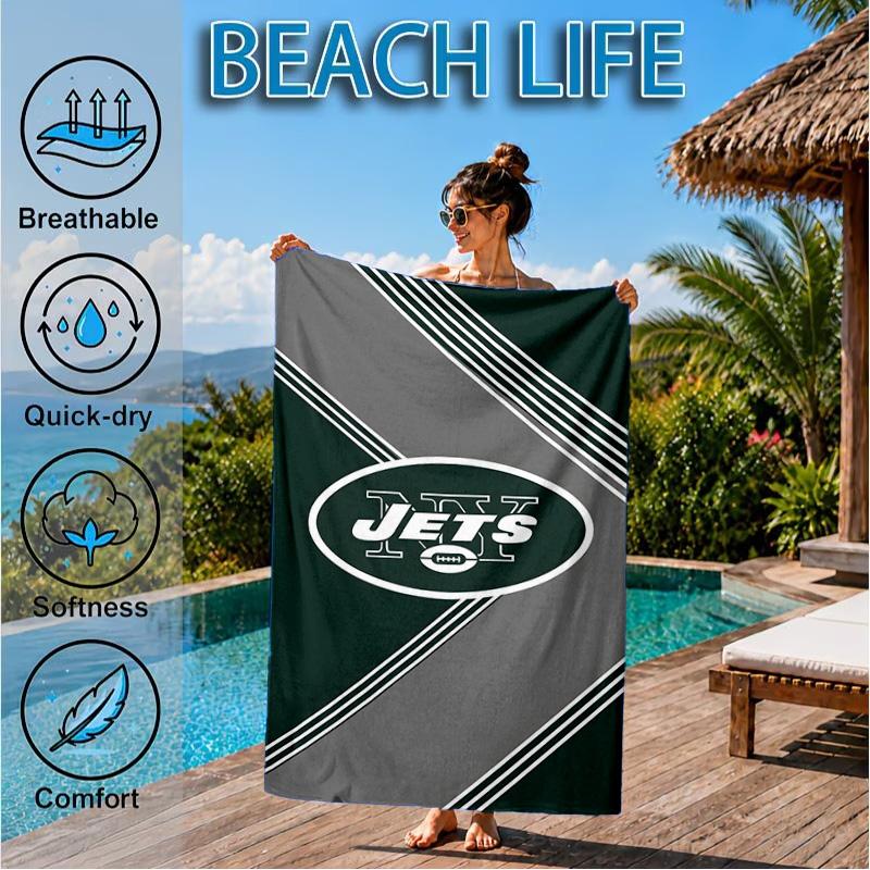 New York Football Logo Beach Towel, Microfiber Beach Towel, Perfect For Pool, Beach, Travel, Home Decor Beach Party Fan gifts